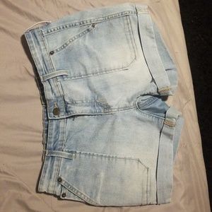 Tight, girlfriend cut jean shorts